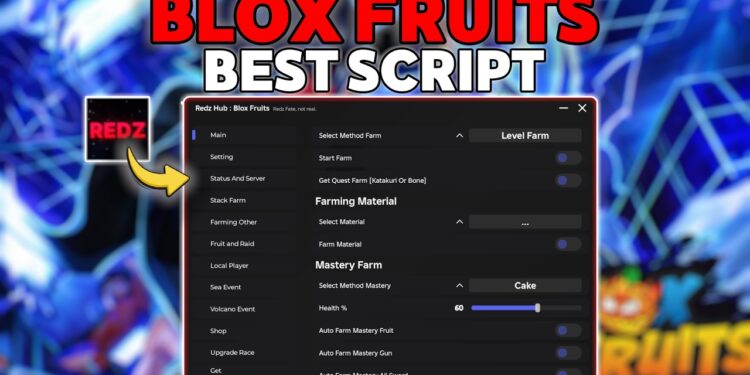 Script Redz Hub cho Blox Fruits Update 27: Auto Farm & Săn Sea Event